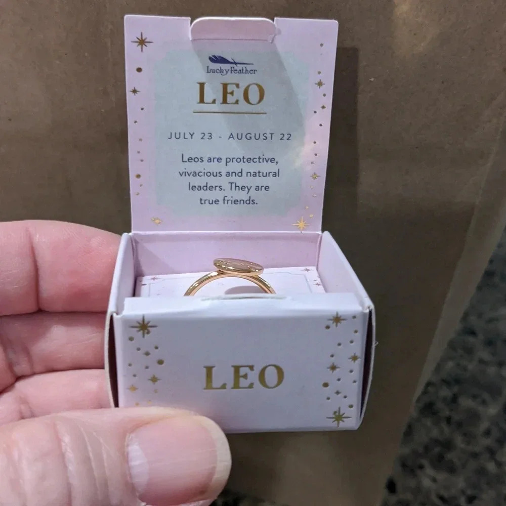 Signet Ring 14k gold dipped adjustable Zodiac Leo jewelry New